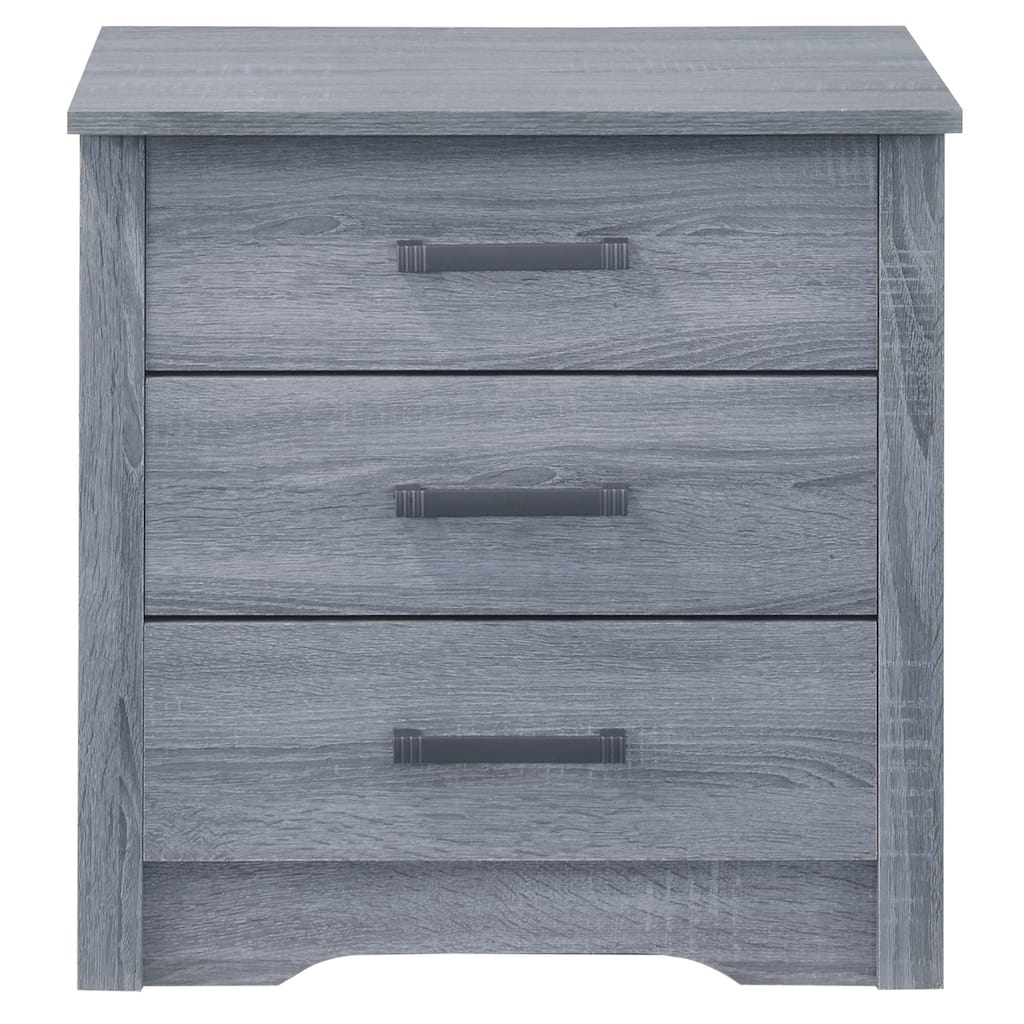 3 Drawer Gray Nightstand, 23 Inch Modern Bedside Table with Quality Metal Handles and Ample Storage