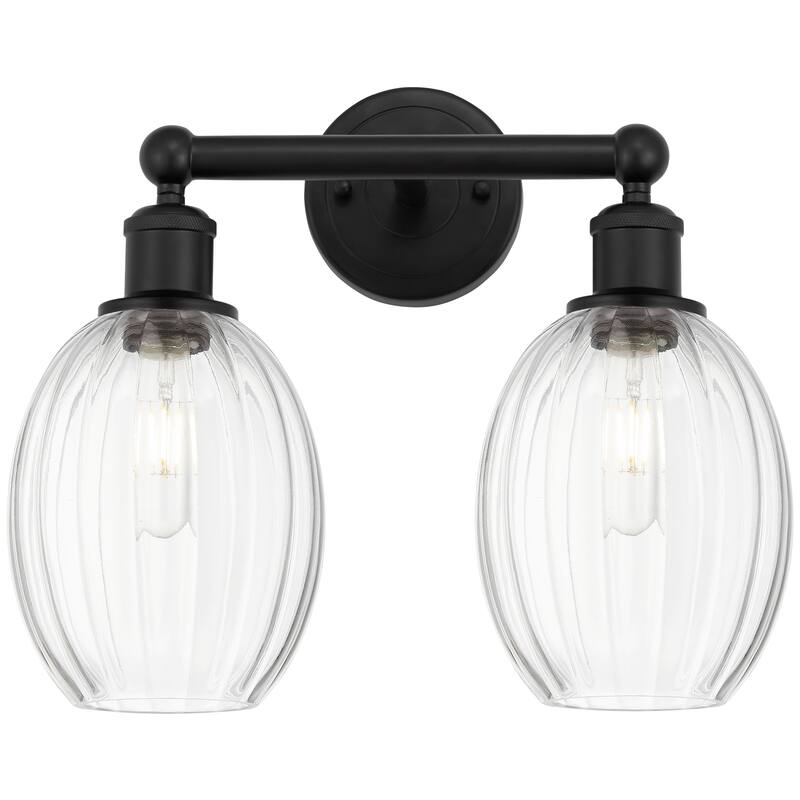 Innovations Lighting Endless Possibilities Edison - Preston - 2 Light 15" Bulb Shade Bath Vanity Light - Clear/Matte Black