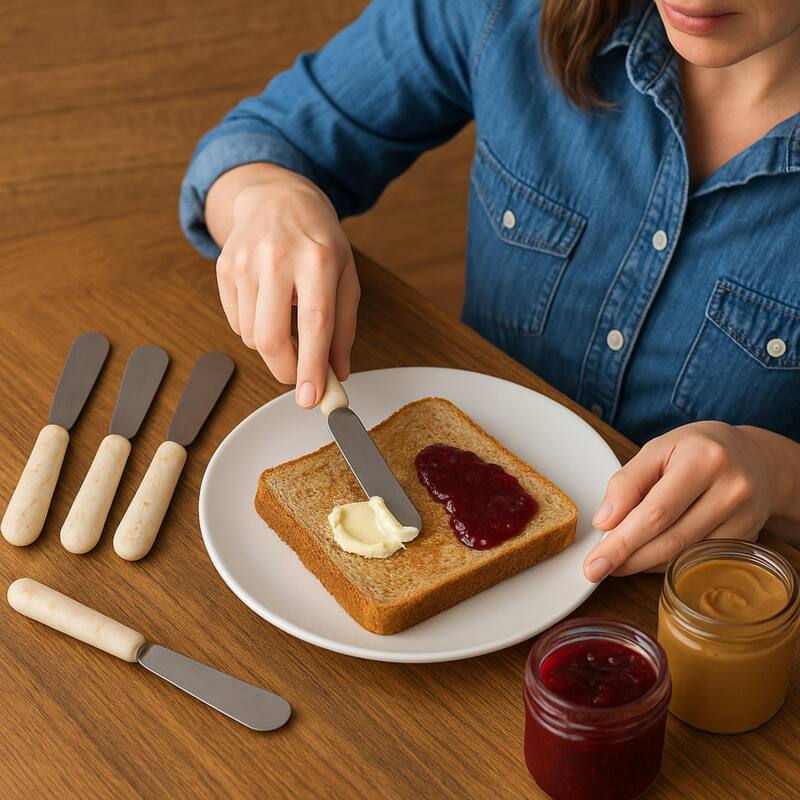 Creative Home Set of 4 Natural Champagne Marble Cheese Butter Spreader Knife Set