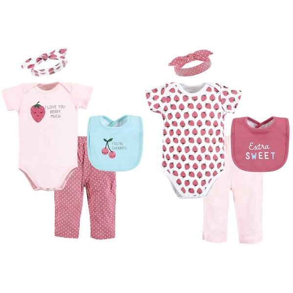 slide 1 of 1, Hudson Baby Infant Girl Layette Boxed Giftset, Strawberry, 0-6 Months - Strawberry 0-6 Months - Strawberry