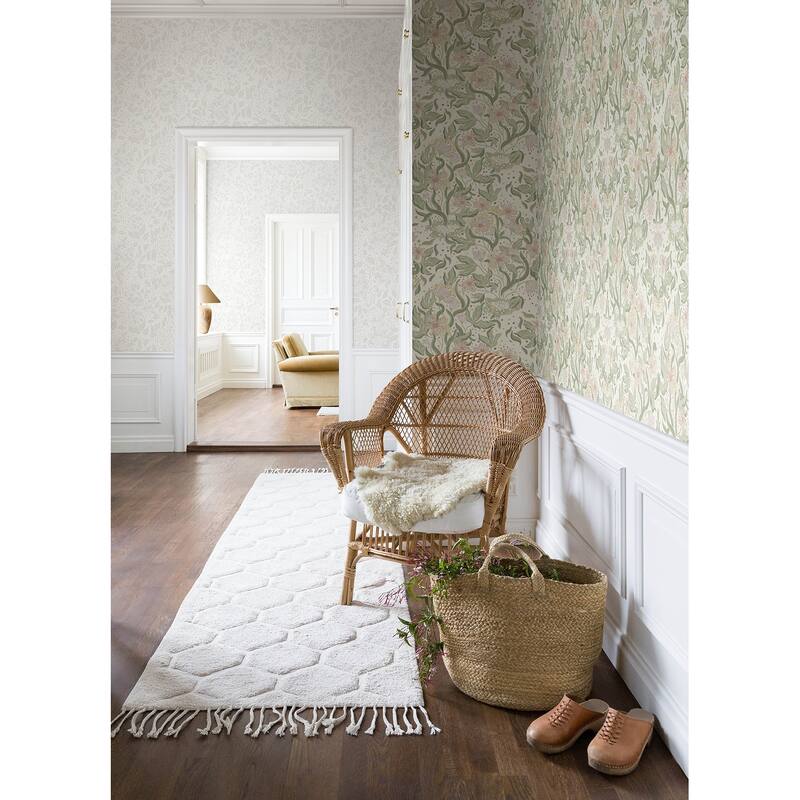 A-Street Prints Lisa Olive Floral Damask Wallpaper