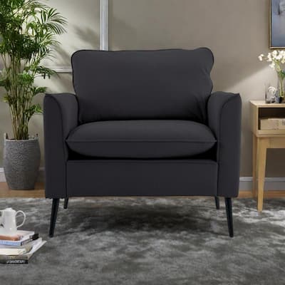 Leather Accent Chair with Cat Paw Design and Nordic Retro Single Sofa