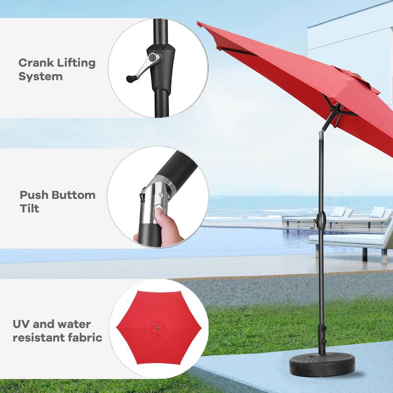 Ainfox 9ft Outdoor Patio Umbrella Crank Lift Tilt Without Base