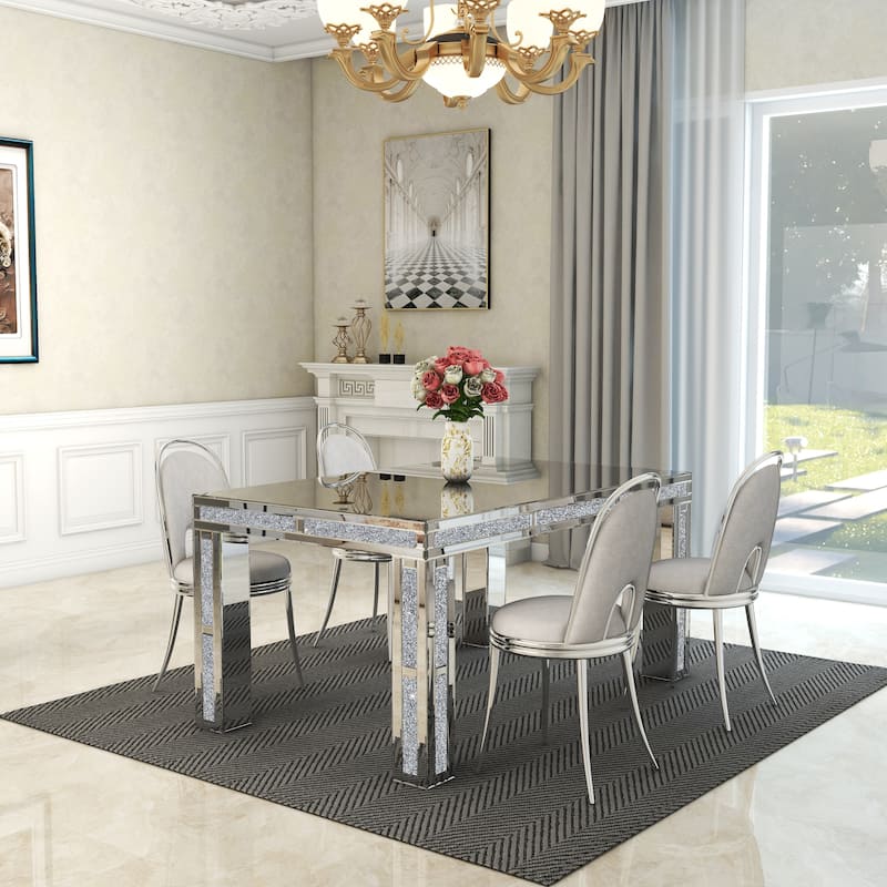 Rectangular Dining Table with Crushed Diamond