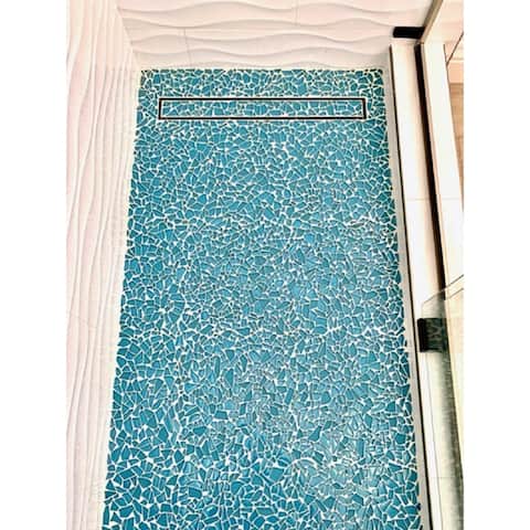 Apollo Tile 5 pack 11.8-in x 11.8-in Blue Matte Finished Pebble Glass Mosaic Tile (4.83 Sq ft/case)