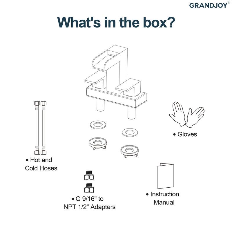 GRANDJOY Modern Dual Handle Centerset Waterfall Bathroom Faucet