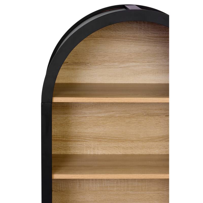 4-Tier Black Arched Bookshelf, 43" Tall Arched Bookcase with Storage Shelves