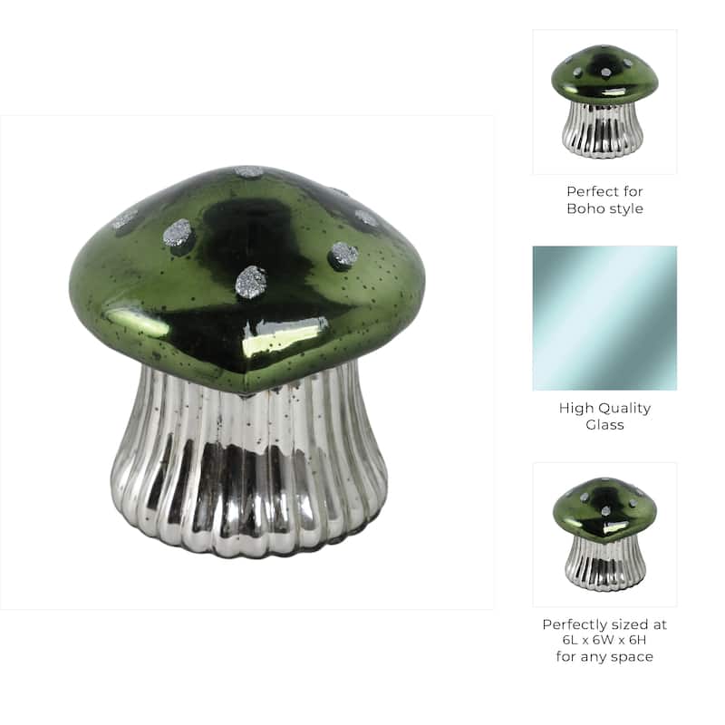 Glass Mushroom Candle Jar with Lid Boho Glam Wax Soy Accent Decor - 6" x 6" x 6"