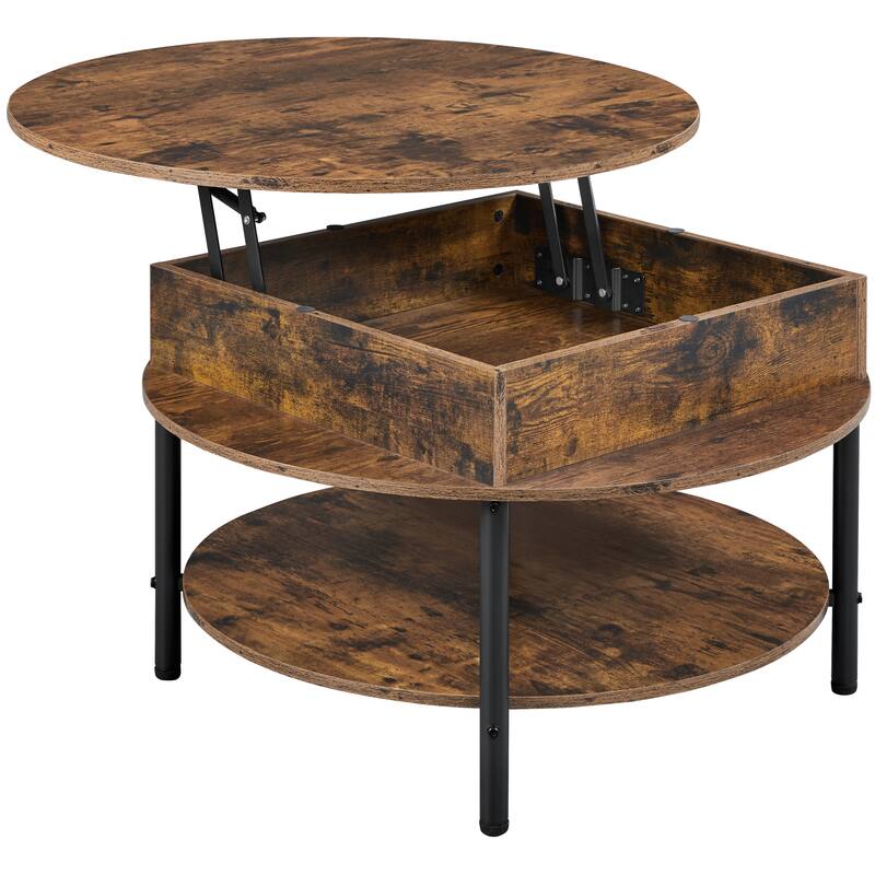 Yaheetech Round Lift Top Coffee Table with Hidden Compartment & Storage Shelf