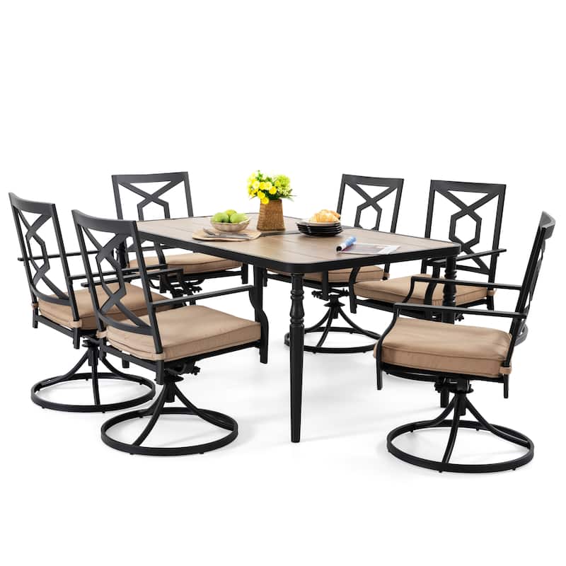 Patio 7-Piece Outdoor Dining Set with Cushions, Swivel Design