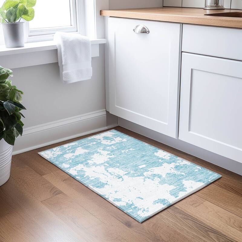 Machine Washable Indoor/ Outdoor Chantille Abstract Rug