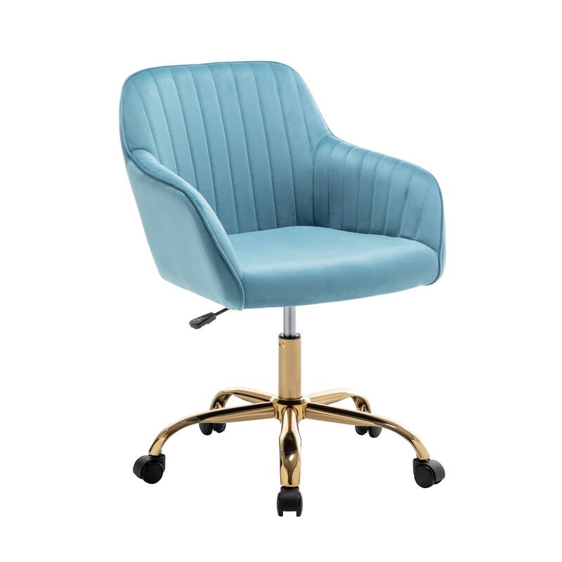 Porthos Home Belen Adjustable Office Chair, Velvet, Gold Metal Legs