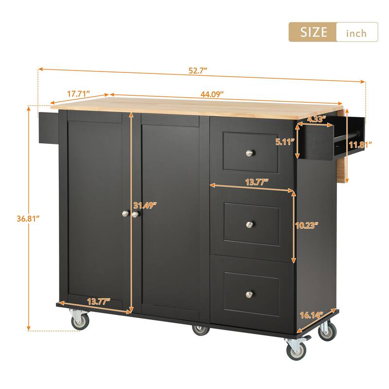 Multifunctional Kitchen Cart with Spice Rack and Adjustable Shelves