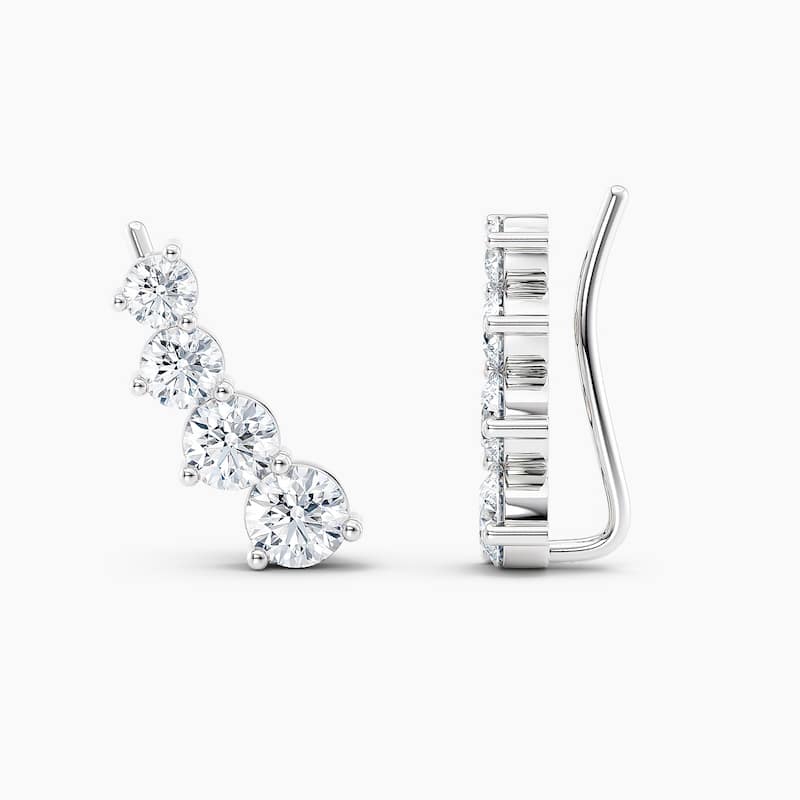 Auriya 1 1/2ctw Round Lab Grown Diamond Climber Earrings 14-karat Gold (E-F, VS1-VS2) - White