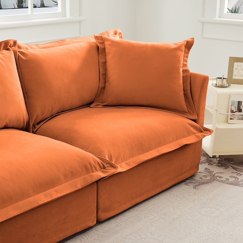 Oversized Chenille Single Sofa Chair, Slipcovered Upholstered Accent Chair, Deep Seat Sofa Chair with 2 Throw Pillows