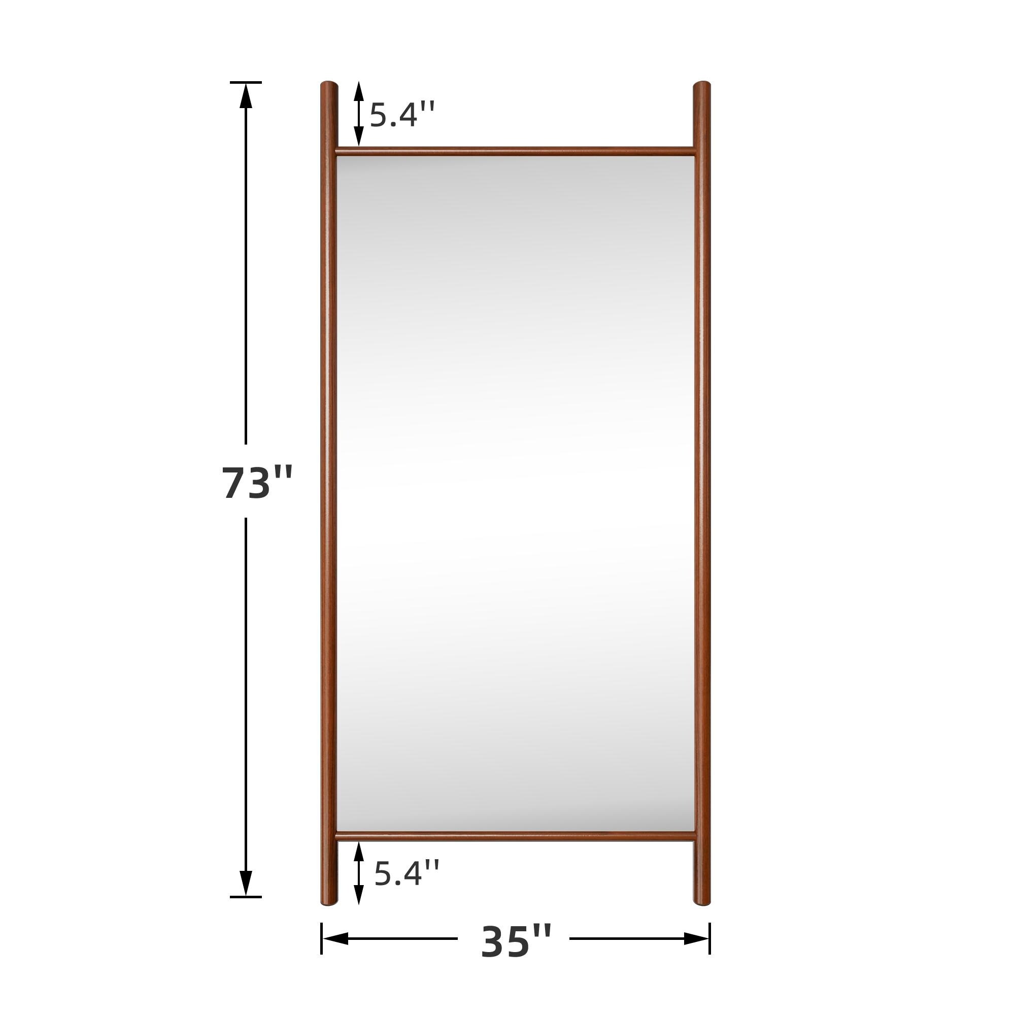 Wooden Frame Ladder-Style Wall Mirror full length mirror - Bed