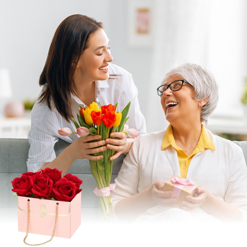Paper Flower Gift Bags, 5 Pcs Paper Bouquet Flower Bag