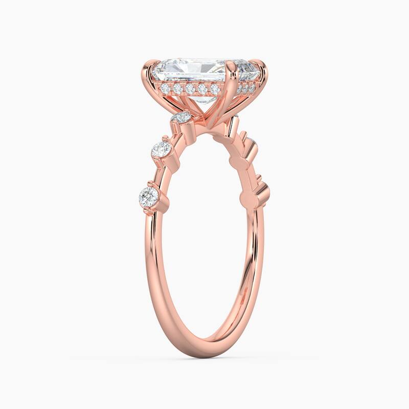 Auriya 14k Gold Radiant Lab Grown Diamond Station Hidden Halo Engagement Ring 1.00 to 5.00 ct. tw. (F-G, VS)