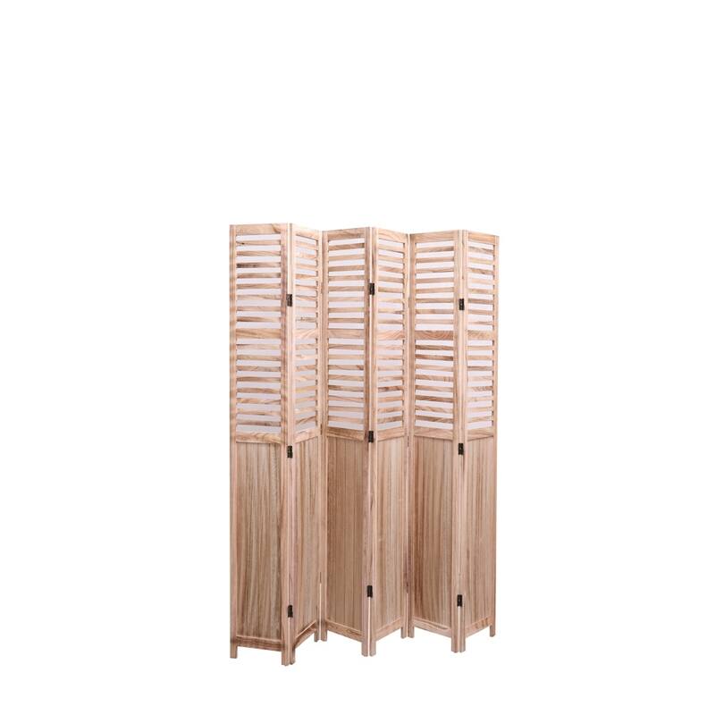 4/6 - Panel Solid Wood Folding Room Divider, Natural