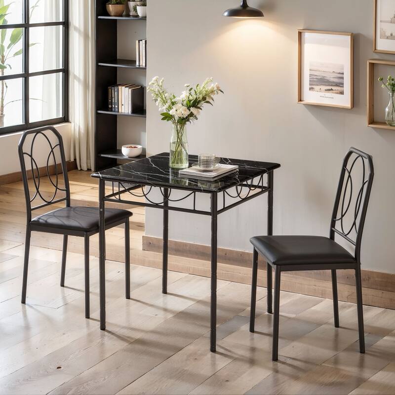 Javlergo 3/5 Piece Dining Table Set for 2/4, Dinette with Chairs for Kitchen, Breakfast Nook - 3-Piece Sets