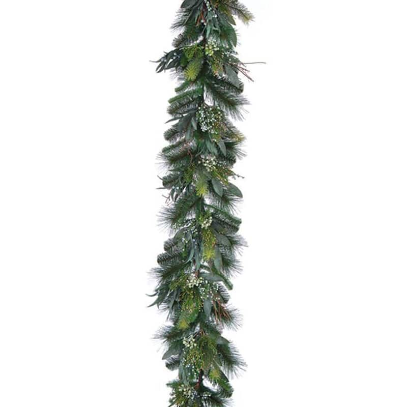 6' x 11" Green and Silver Seeded Eucalyptus and Pine Christmas Garland