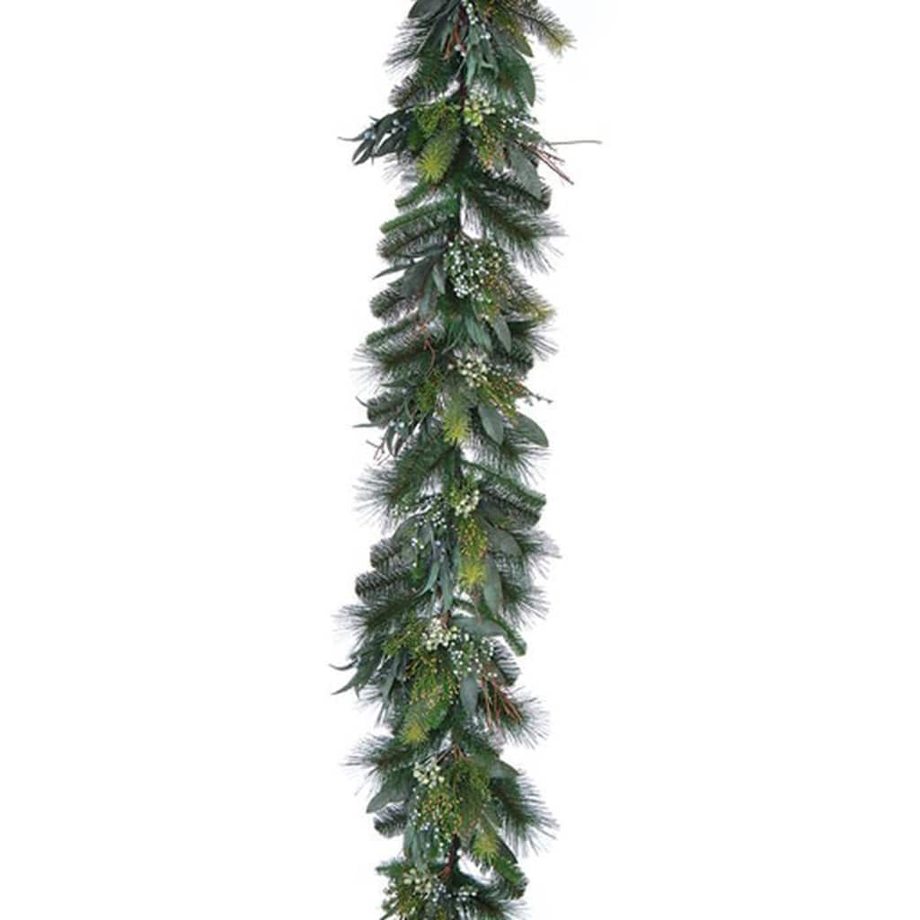 6' x 11" Green and Silver Seeded Eucalyptus and Pine Christmas Garland