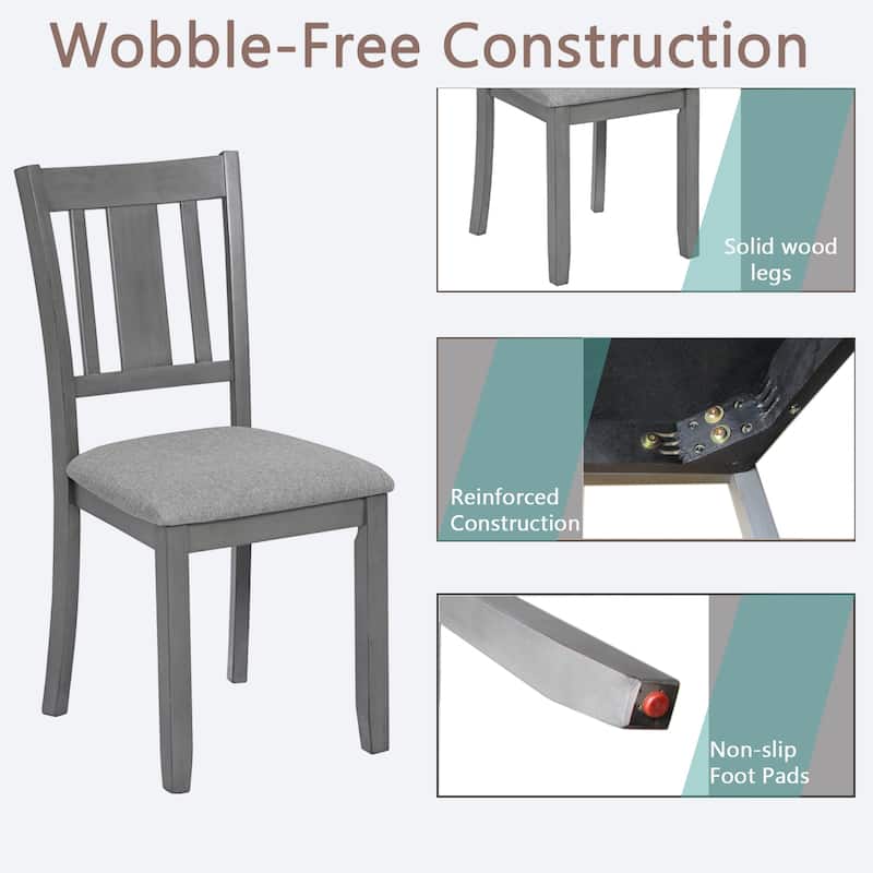 GDFStudio - Savoy Farmhouse Linen Upholstered Ergonomical Wooden Dining Chairs Set, Padded Seat & Non-slip Feet Pads, Set of 4