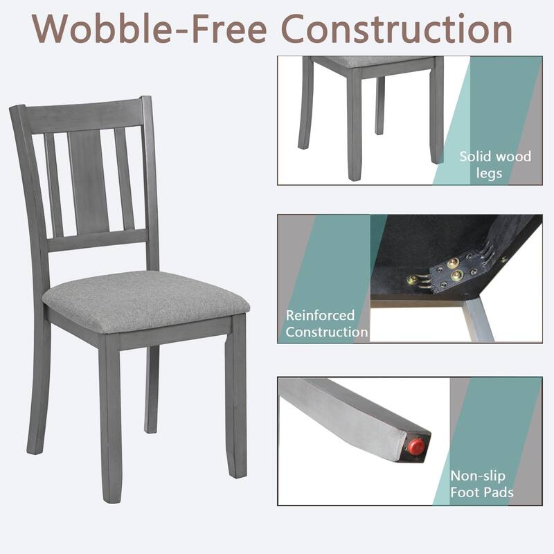 Modern Dining Chair, Wooden Dining Chair with Linen Padded Seat and Ergonomic Backrest, for Dining Room, Kitchen, 4-Piece Set