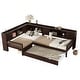 preview thumbnail 12 of 34, L-Shaped Twin Platform Bed with Trundle, Solid Wood Frame, Built-In Drawers & Shelves, No Box Spring Needed