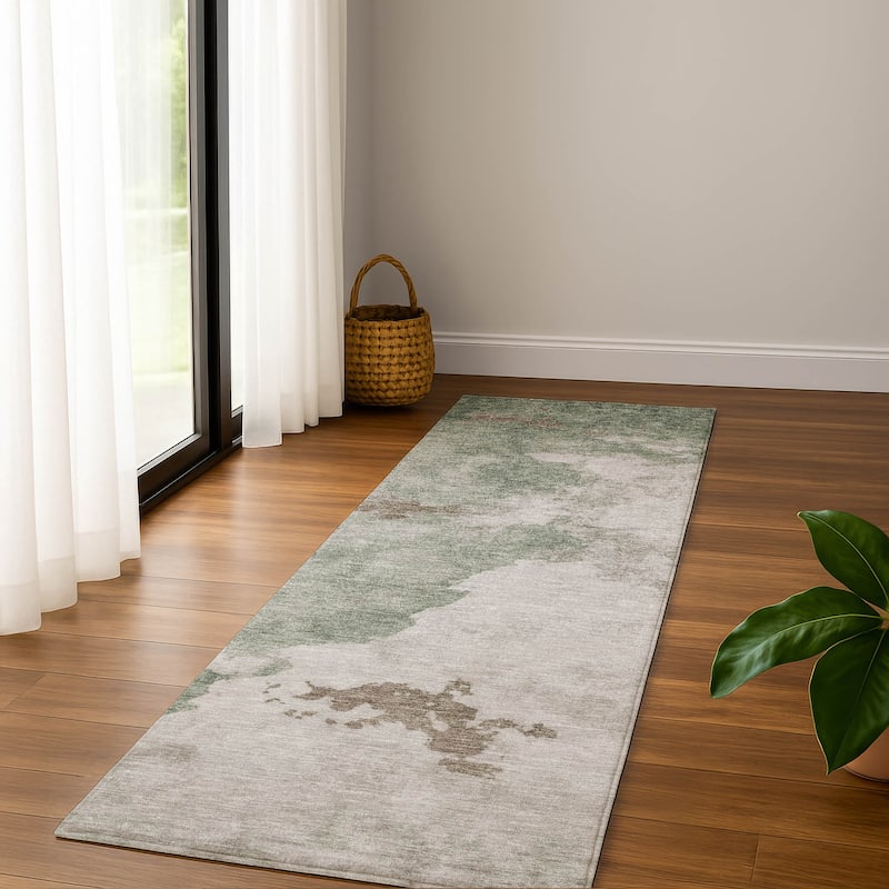 Premium Washable Super Soft Modern Storm Mayfield Rug - Aloe - 2'3" x 7'6"