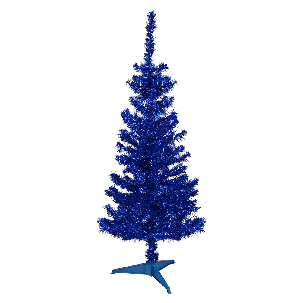 4' Blue Artificial Tinsel Christmas Tree Unlit