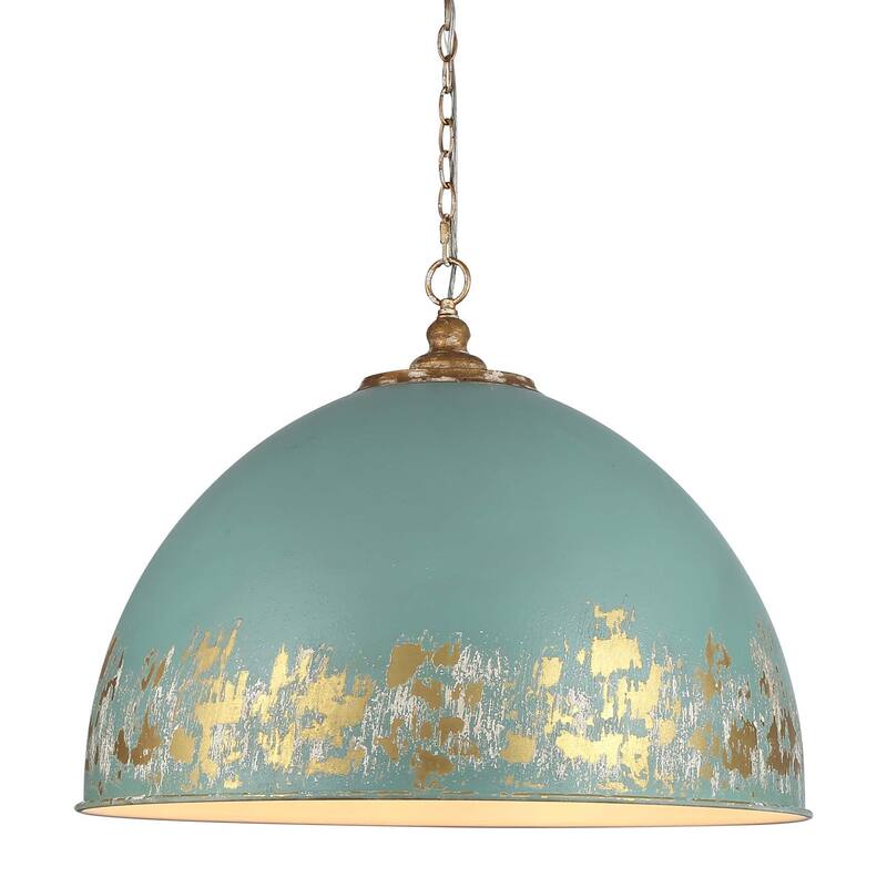 Golden Lighting 0809-BP VG Alison 8 Light 27" Wide Pendant - Vintage Gold / Teal