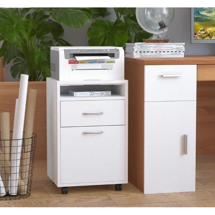 Mobile Storage Cabinet Organizer, 15.7"W x 13.8"D x 23.6"H - White