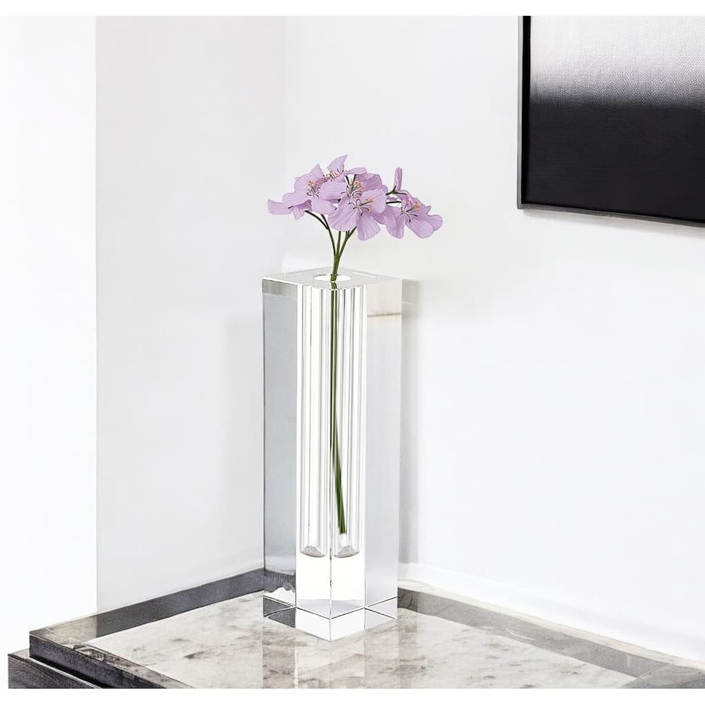 HomeRoots 7" Clear Bud Lead Free Crystal Table Vase