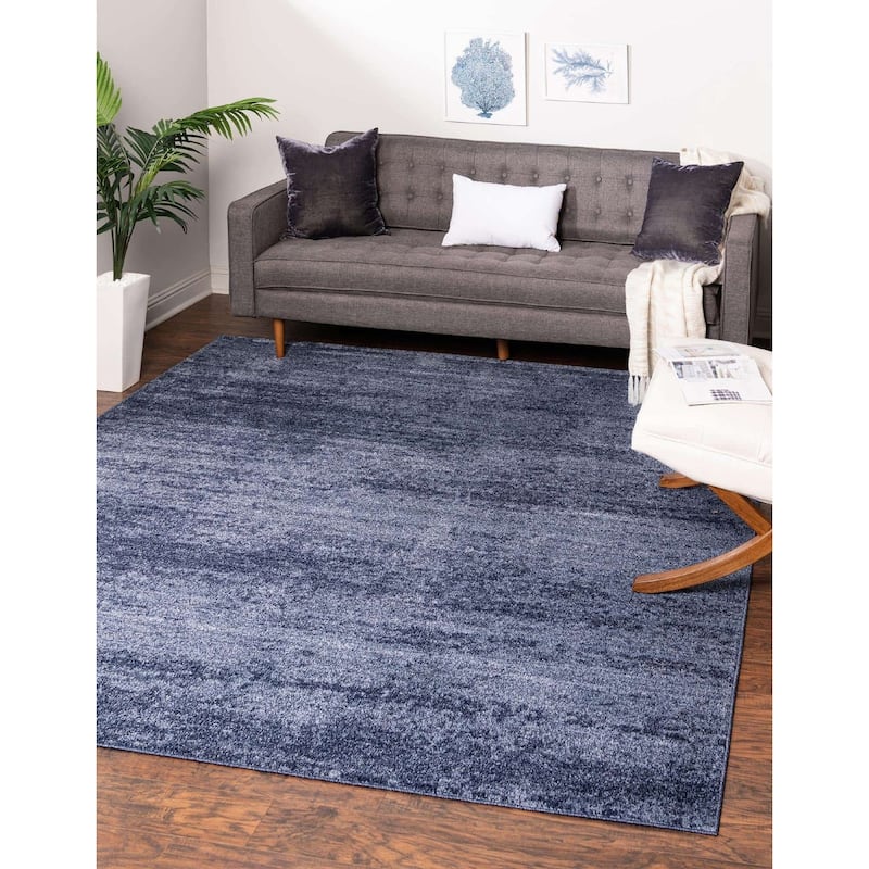 Contemporary Weby Collection Area Rug - 8' Square - Navy Blue