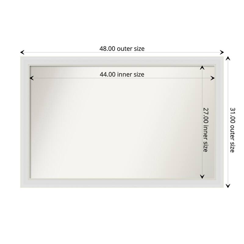 Flair Soft White Narrow Framed Non-Beveled Custom Wall Mirror, Bathroom Vanity Mirror - Outer Size: 48 x 31