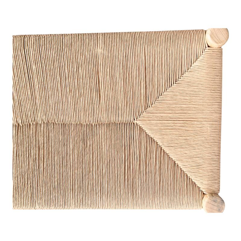 NADAAL STUDIOS Mayor Bench, Rectangular Solid Elm Frame with Woven Natural-Fiber Rope Seat, Large, Black