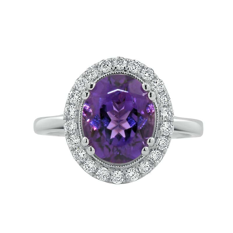 Auriya Vintage 1 5/8ct Oval Purple Amethyst and Halo Diamond Engagement Ring 1/3ctw 14k Gold