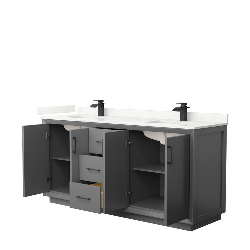Strada 72-inch Double Vanity, Quartz Top
