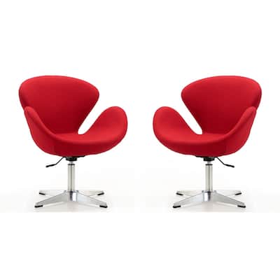 Manhattan Comfort Raspberry Chrome Wool Blend Adjustable Swivel Chair (Set of 2)