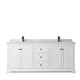 preview thumbnail 10 of 19, Avery 80-inch Double Vanity, Marble Top, Square Sinks, No Mirror