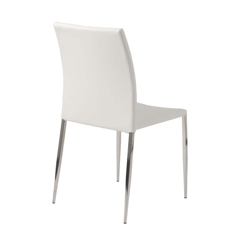 HomeRoots Set of Two Gray Faux Faux Leather Steel Stacking Chairs