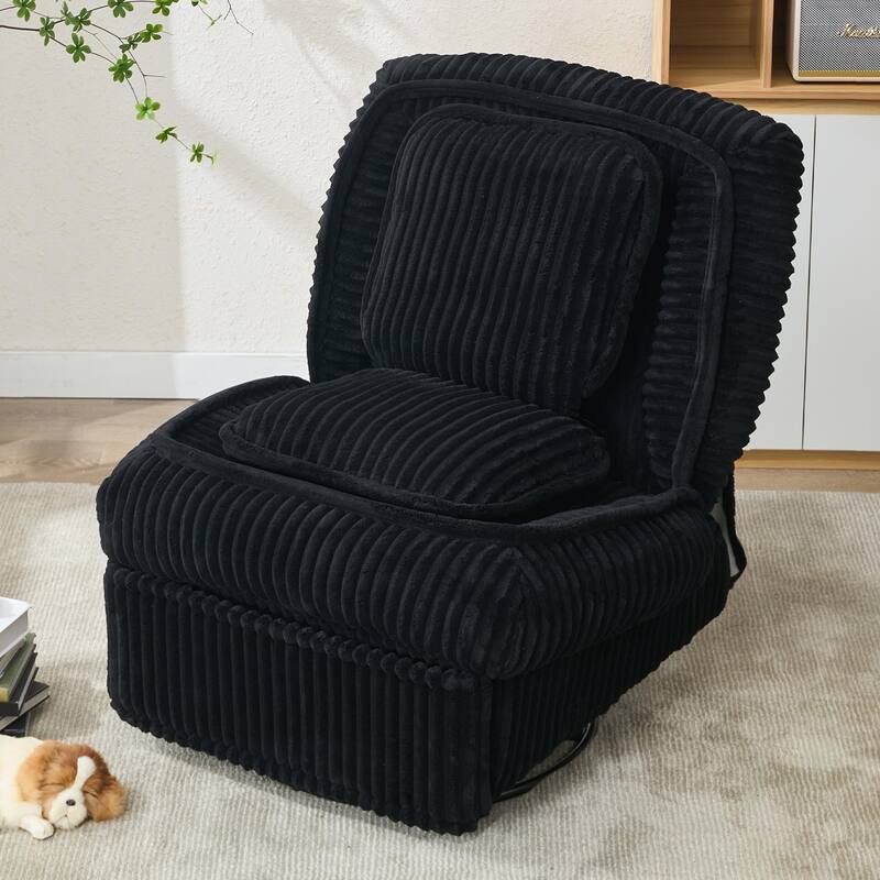 Recliner Chair with Pull Footrest, Swivel Rocking Single Sofa Chair, Upholstery Lounge Chair with Adjustable Backrest