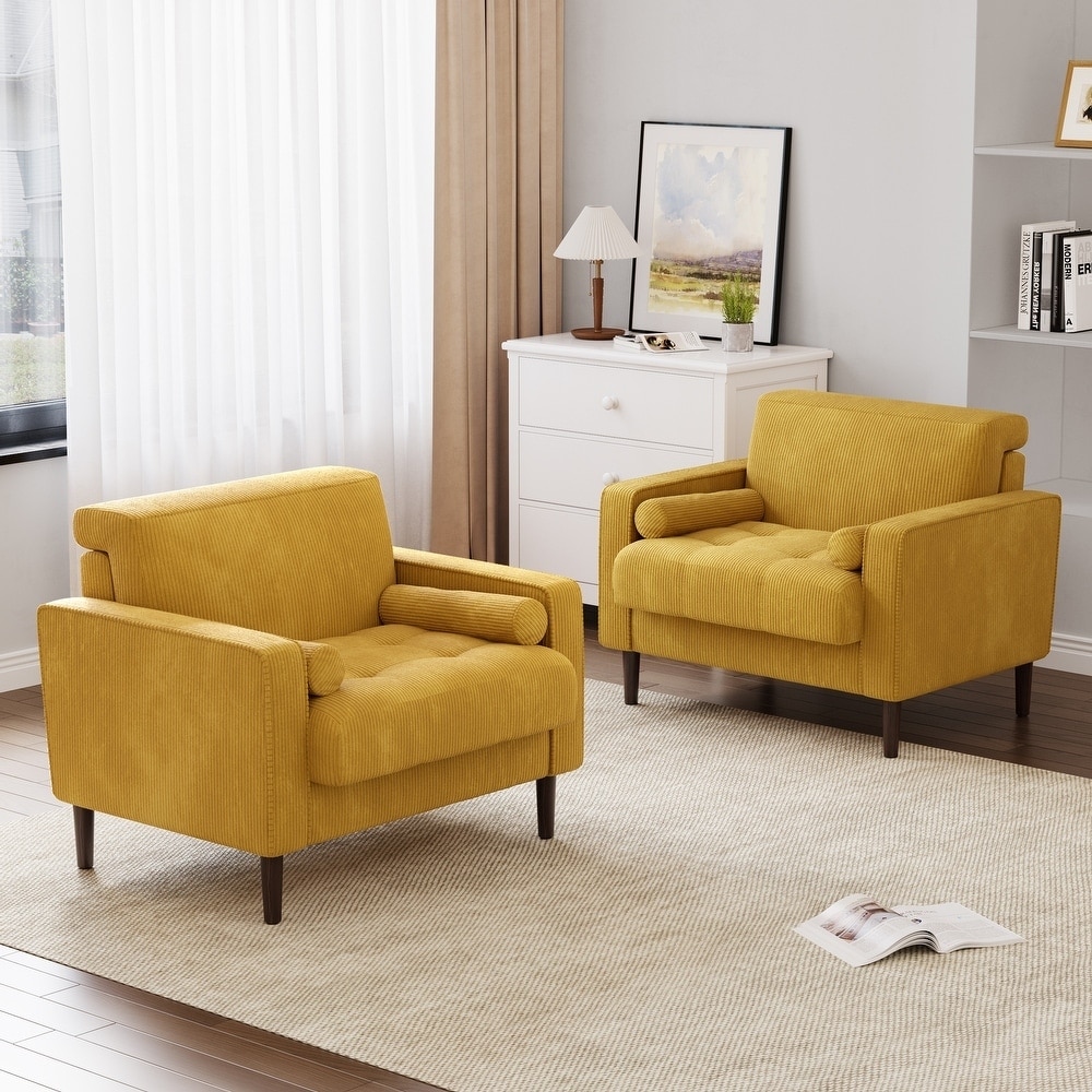 Modern Armchair - Green Seat with Boucle Fabric and Rubberwood Frame