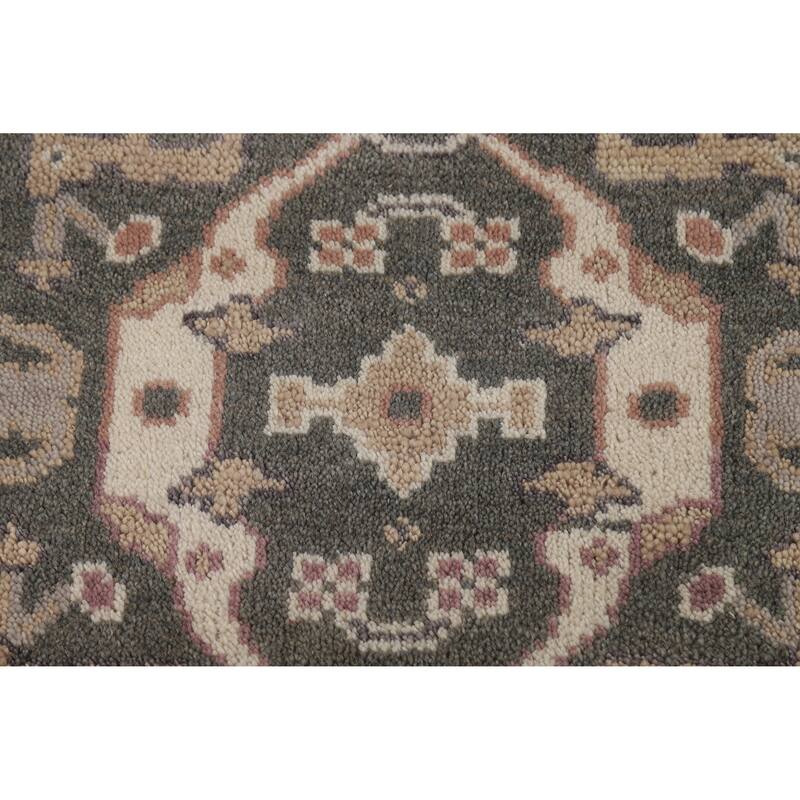 Gray Oushak Oriental Runner Rug Hand-Knotted Hallway Wool Carpet - 2'8"x 11'9"