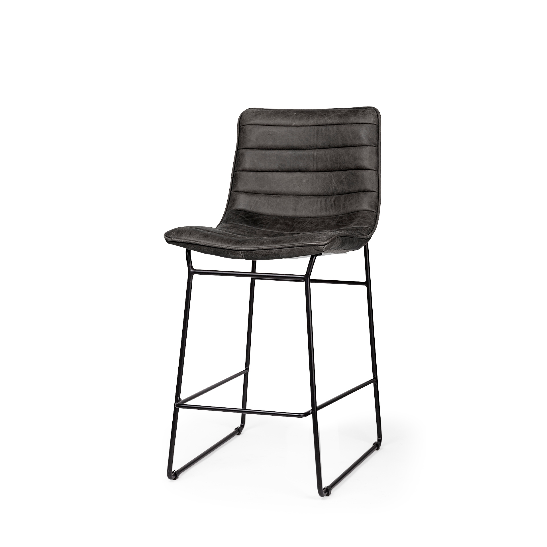 Meritt Black Faux Leather Seat with Black Metal Frame Counter
