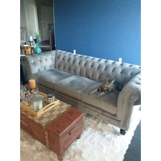 Abbyson Grand Chesterfield Grey Velvet Sofa - Free Shipping Today