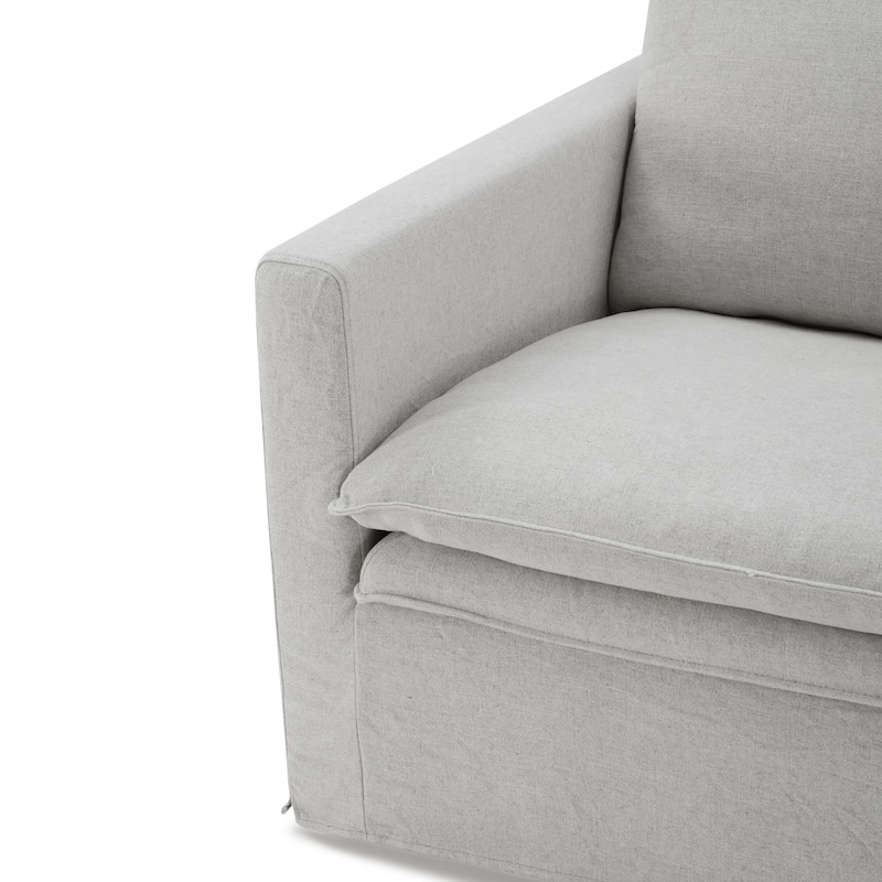 Furniture of America Caspian 3-Piece Light Grey FSC & OEKO TEX Linen Sofa Set with Feather Blend Cushions