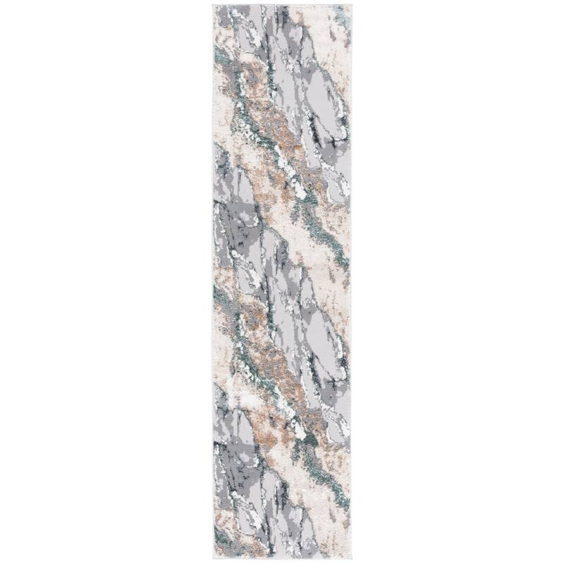 SAFAVIEH Alenia Foline Modern & Contemporary Rug - 2' x 8' Runner - Grey/Blue