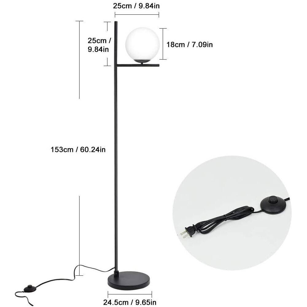 Modern LED Sphere Floor Lamp Glass Globe Lamps Tall Pole Lighting 1